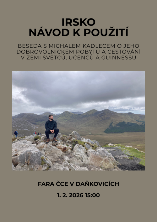 Beseda Michaelem Kadlecem na faře ČCE v Daňkovicích v neděli 1. 2. v 15.00 hodin.