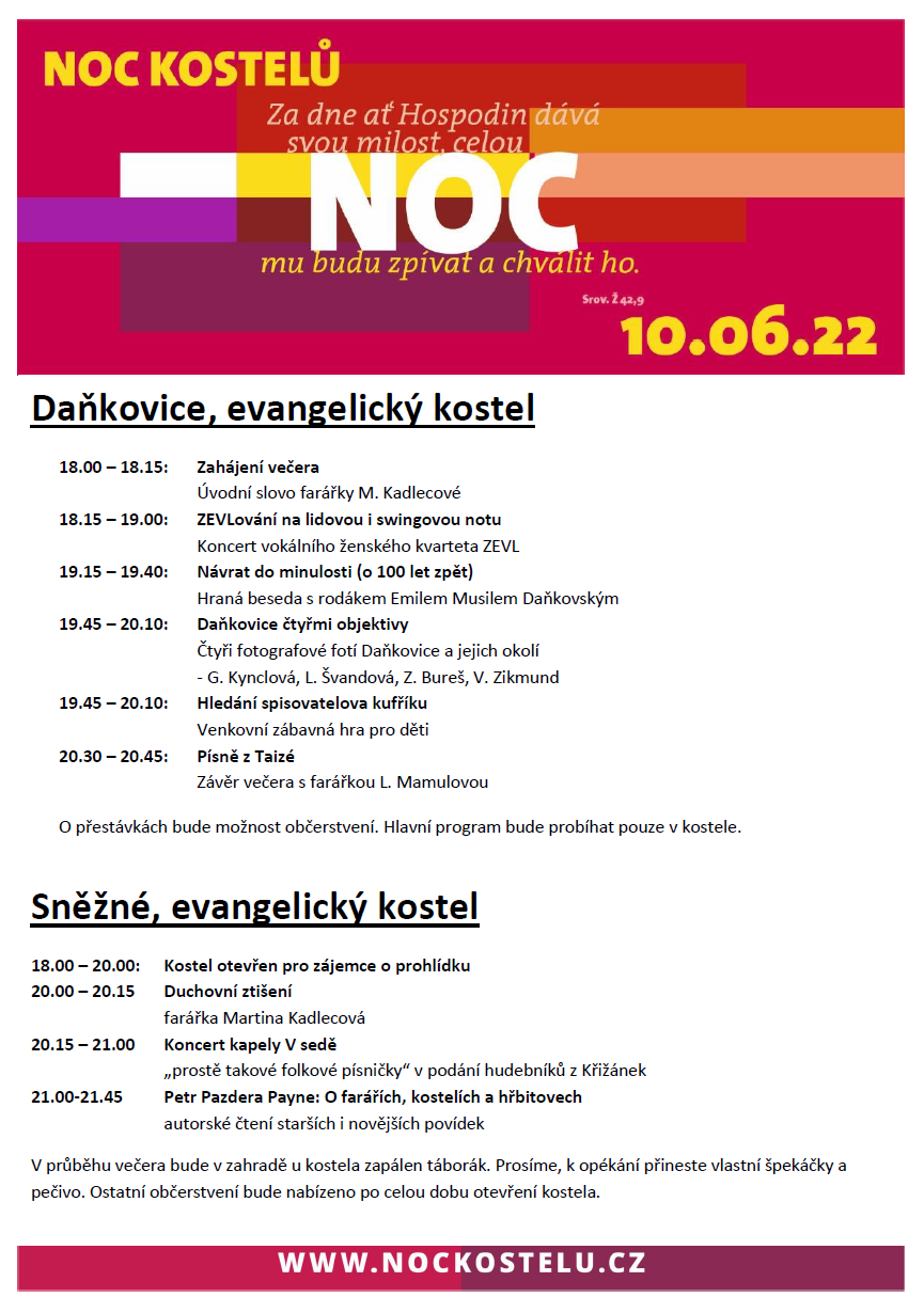 Noc kostelů, program